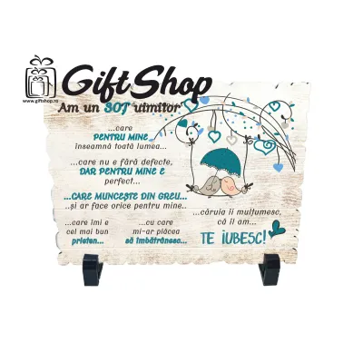 Am un sot uimitor, placheta cu mesaj, model a